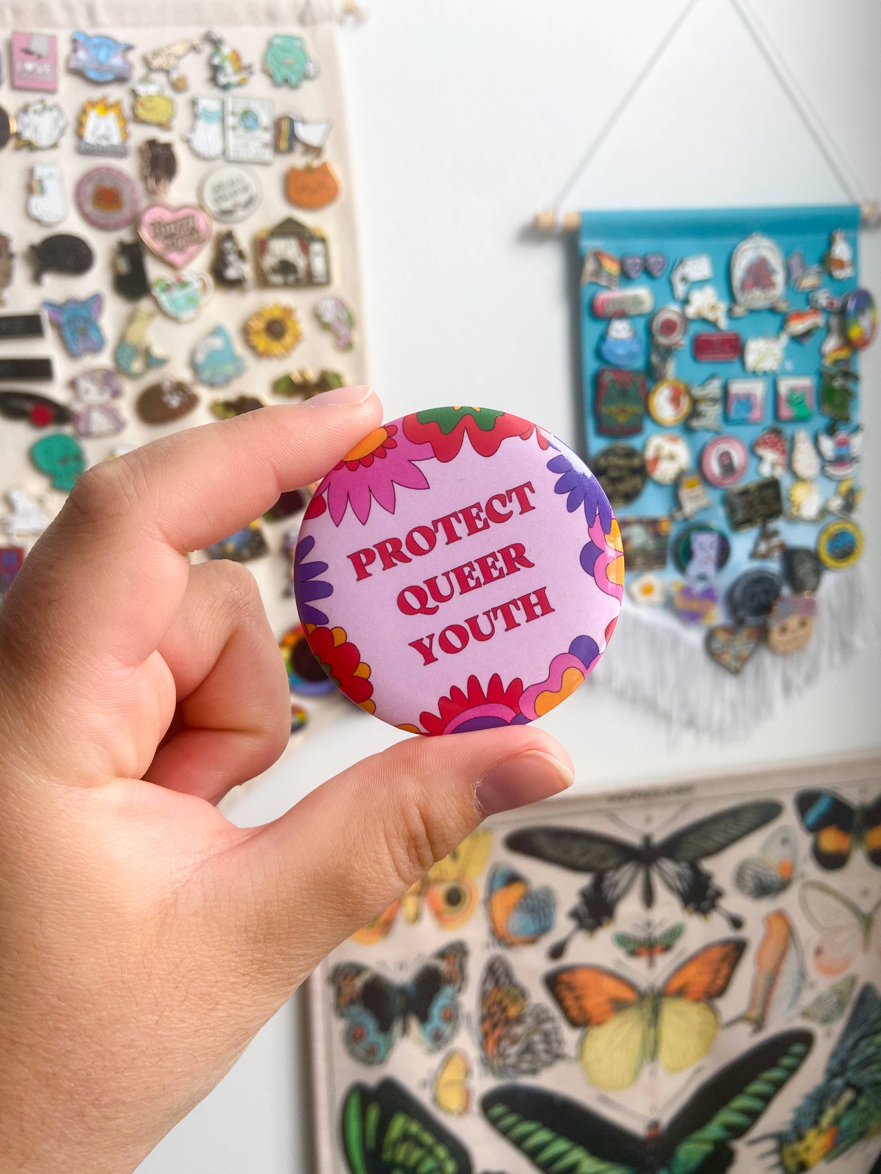 Wild Rabbit Beads - Wholesale Lapel Pin/Button - Pinback Button (Protect Queer Youth)1