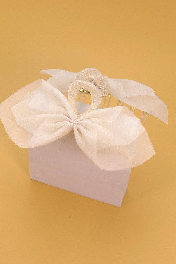 JOSSLYN by wall to wall - Wholesale Hair Clip - Women's - SILK LIKE CHIFFON BOW HAIR CLAW CLIPS | 40H6258