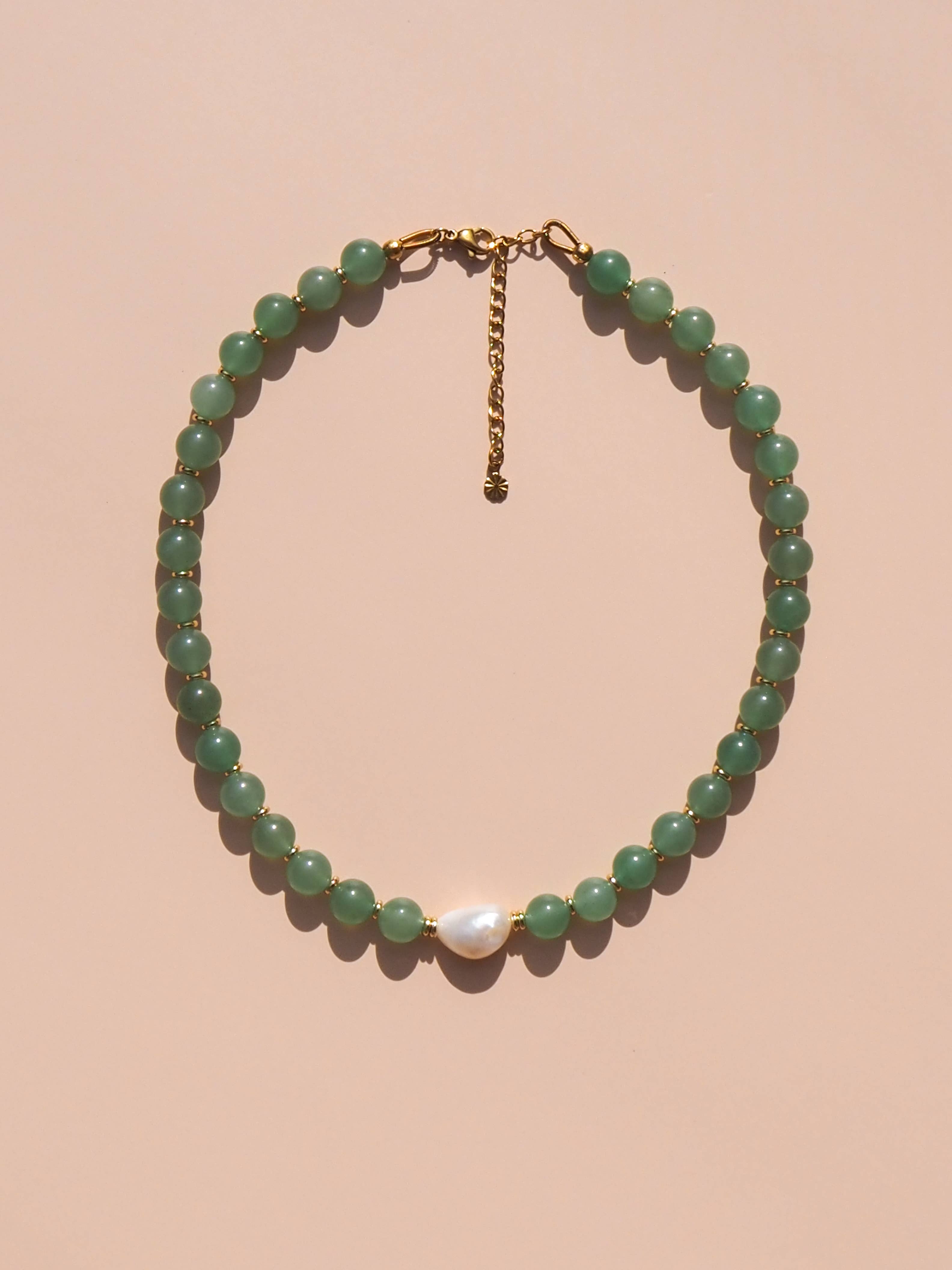 Alesi Jewellery - Wholesale Beaded/pearl necklace - Freshwater Pearl with Green Aventurine Necklace