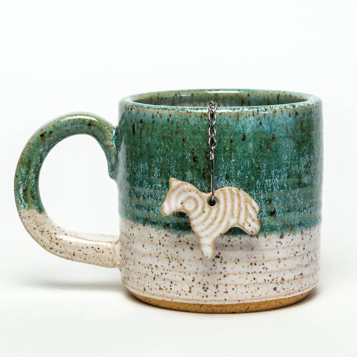 White Squirrel Clayworks – Engroshandel Tesi – Keramisk Hvid Hest Charm Tea Ball Infuser/Stejlere -Håndlavet1