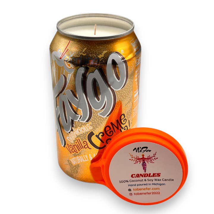 Nefer Designer Candles & Home Decor - Vente Bougie en bocal - Bougie de soja Faygo Creme Soda Pop 1