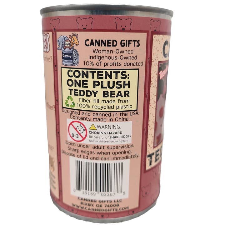 Canned Gifts – wholesale Gag gift/novelty gift – Canned Teddy Bear | Valentine's Gift | Plush in Can w/Jokes