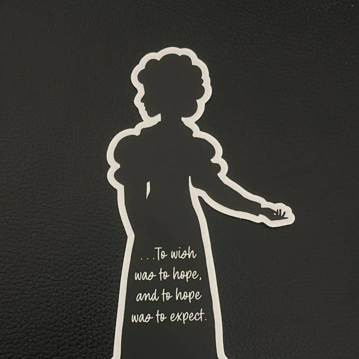Adhesivo de 7" con temática de Austen «Desear era tener esperanza» para venta al por mayor de Greetings From Hospitality Lane