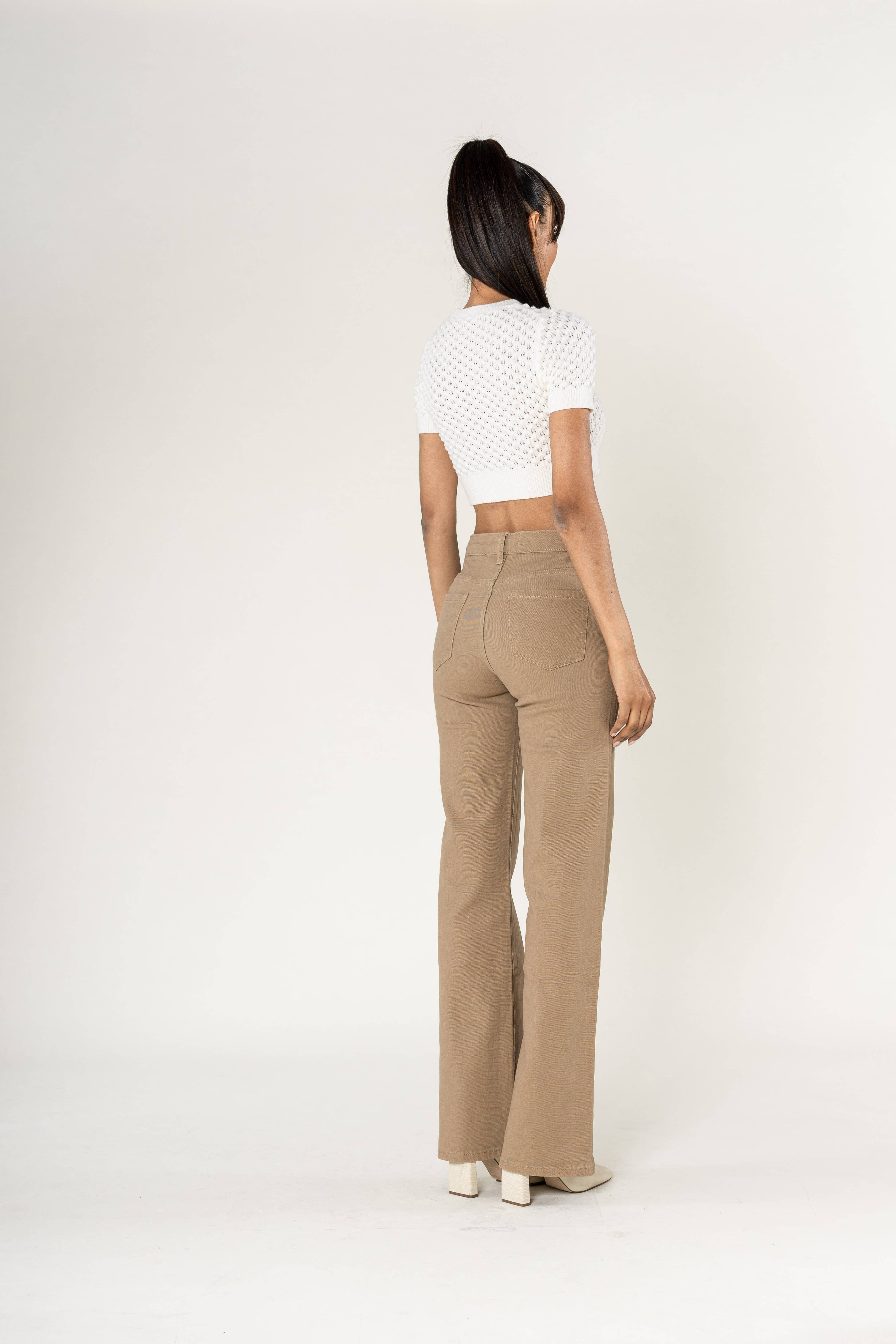 Nina Carter - Vendita all'ingrosso Jeans - Donna - Jeans a vita alta a zampa con tessuto elasticizzato P08028