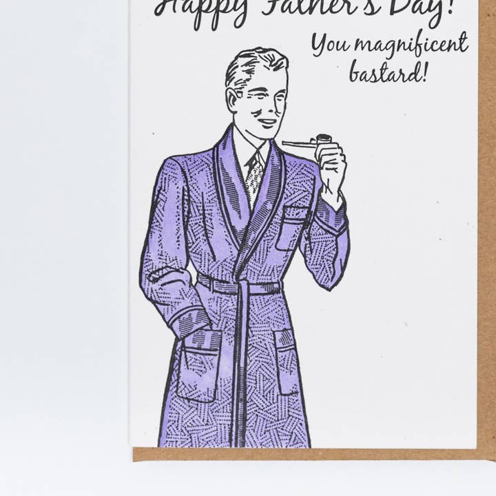 Fars dag Bastard lykønskningskort for engroshandel hos Lady Pilot Letterpress