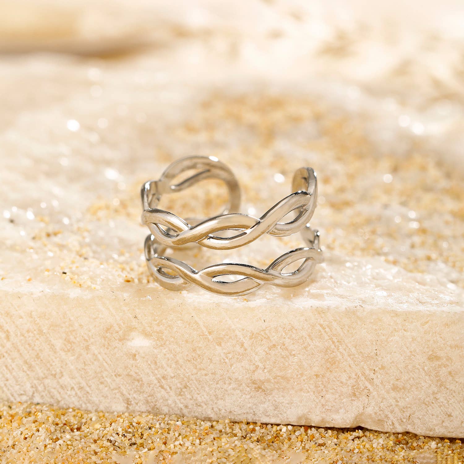 Kapyco – Großhandel Band/Stapelring – Verstellbarer Edelstahlring in Gold oder Silber – BG3101361