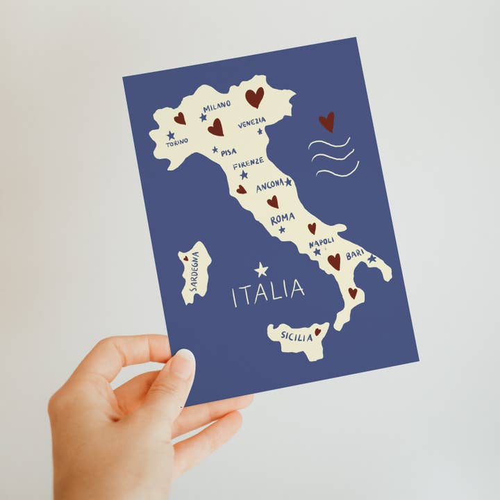 Studio Dolci - Wholesale Postcard - POSTCARD ITALY MAP1