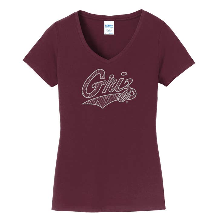 Zig Zag Griz - Ladies V-Neck Tee for wholesale by Blue Peak Creative