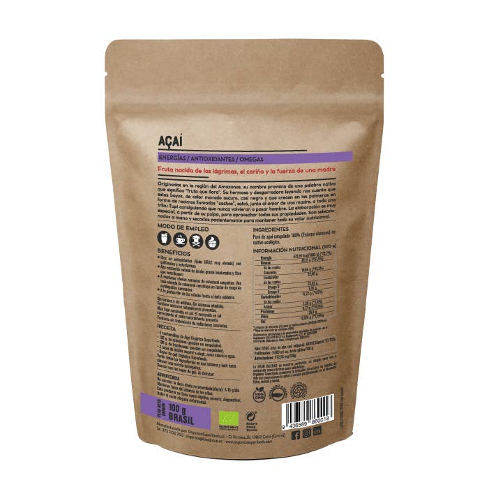 Orgánica Superfoods SL – Proteína/Superalimento em pó por atacado – Pó de açaí orgânico - 100 g1