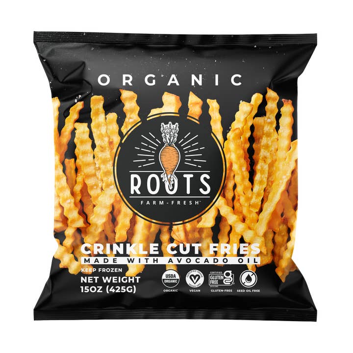 Roots Farm Fresh - Organic Crinkle Cut White Potato Fries for wholesale by Roots Farm Fresh