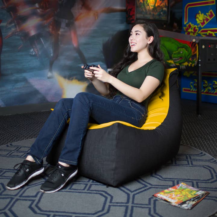 LuvU - Wholesale Chair - Jaxx Pixel Gamer Bean Bag Chair, Premium Vinyl / Dark Denim12
