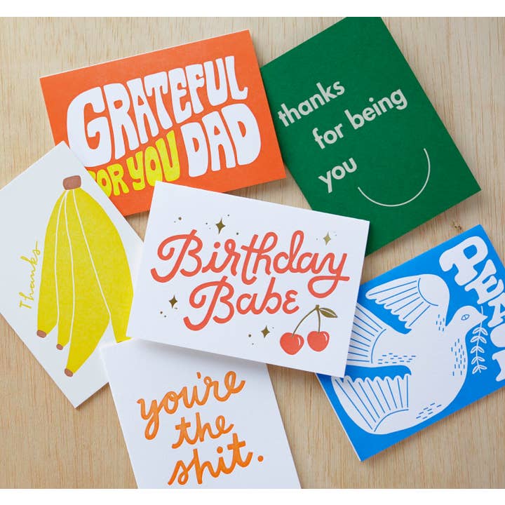 Half Pint Studio - Wholesale Birthday Card - Birthday Babe Letterpress and Gold Foil Greeting Card