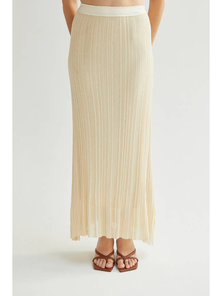 Cream CS9040 - Shirley Pleated lightweight Sweater Skirt for wholesale on Faire