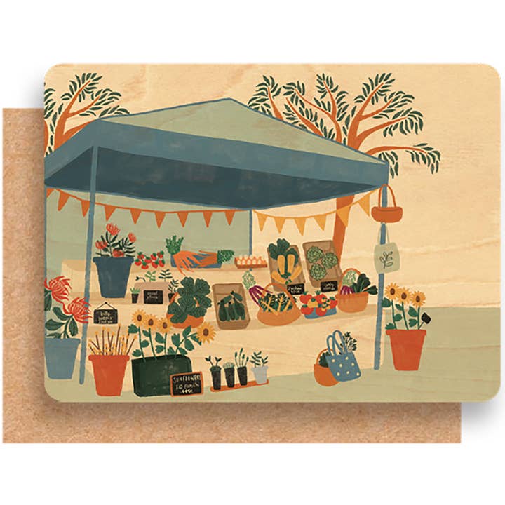 Greenigo - Wholesale Everyday greeting card - Wood Greeting Card - Farmers Market
