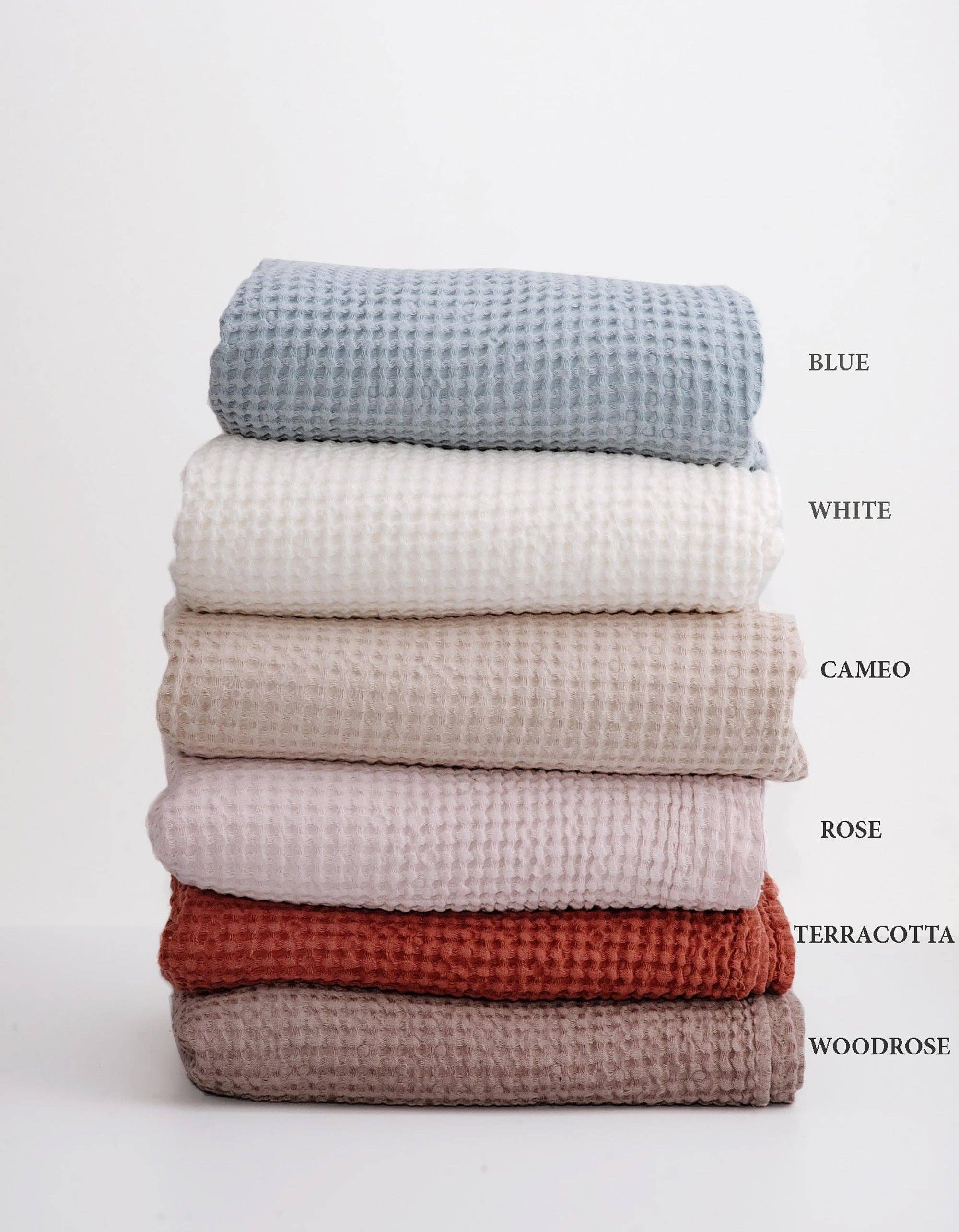 LinenQ – wholesale Throw blanket – White waffle linen throw2