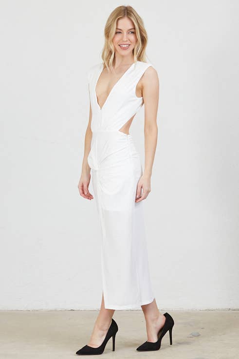 Vestis M - Venta al por mayor Vestido - Mujer - Vestido midi con escote pronunciado y espalda abierta con giro escultórico - Negro18