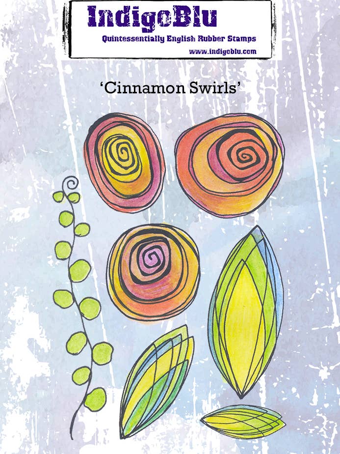 Tampon en caoutchouc rouge Cinnamon Swirls A6 pour la vente par IndigoBlu