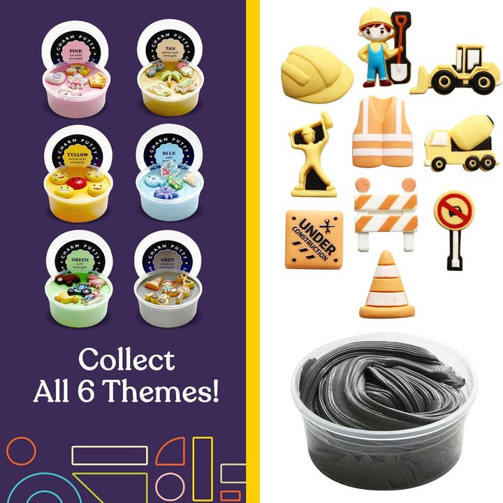 Special Supplies - Wholesale Putty/Slime - Kids - Sensory Therapy Putty for Kids and Adults with 10 Cute Charms - Resistive Hand Exercise Stress Relief Therapy Putty, Five Ounces of Each Putty (Construction Set - Strength: Medium)4