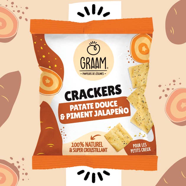 CRACKERS GRAAM DE BONIATO Y JALAPEÑO 30g para venta al por mayor de GRAAM