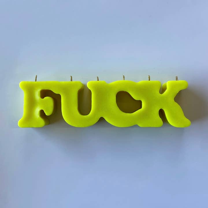 Neon Yellow Fuck Candle for wholesale by AngelInFlesh