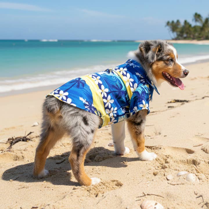 Doggie Design - Vente Chemise – chien - Chemise de camp hawaïenne - Catching Waves1