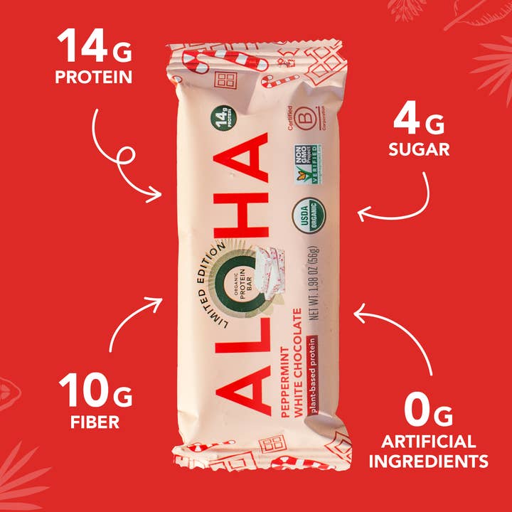 Aloha - Wholesale Snack Bar - Peppermint White Chocolate Protein Bar3