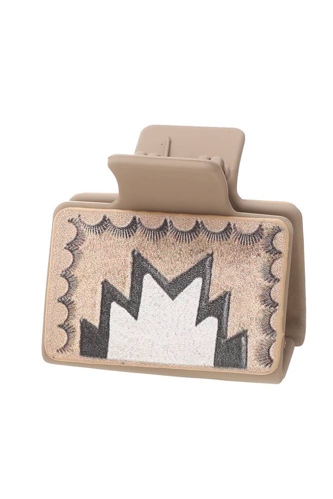 UNISHE - Wholesale Hair Clip - Women's - Western Print PU Claw Clip MOQ 5pcs ZK14481