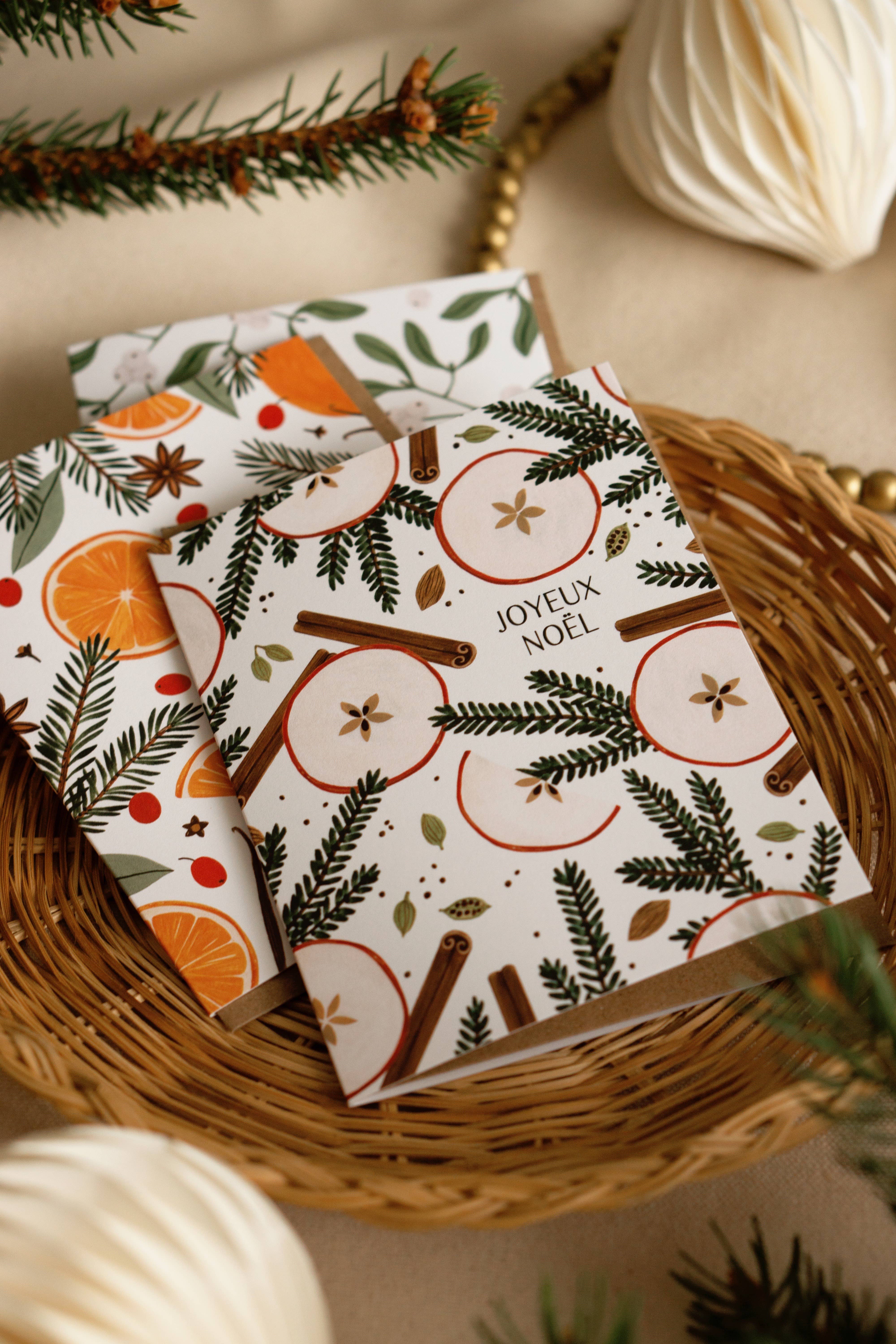 Papier Fleuri Co. - Wholesale Season's Greetings Card - Orange et canneberges "Joyeuses fêtes" | Greeting Card1