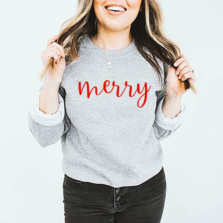 Merry Christmas Sweatshirt- Plus Sizes Available - Festive for wholesale by With Love Louise