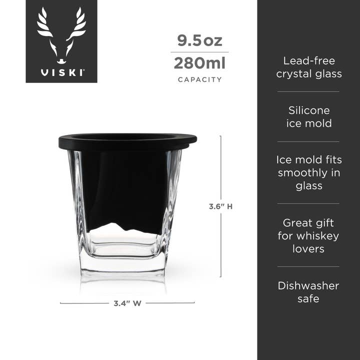 Viski - Wholesale Cocktail/Liquor Glass - Glacier Rocks® Mountain Ice Mold and Crystal Whiskey Glass5