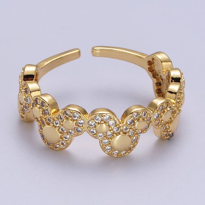 Dainty Micro Pave CZ Guldmus Justerbar Casual Ring O-185 för wholesale av Aim Eternal