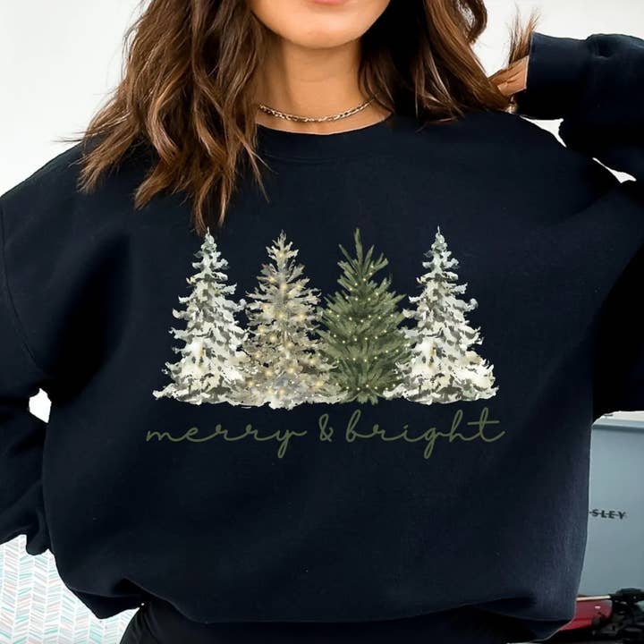 Merry & Bright Crewneck for wholesale by 85th Avenue Shop