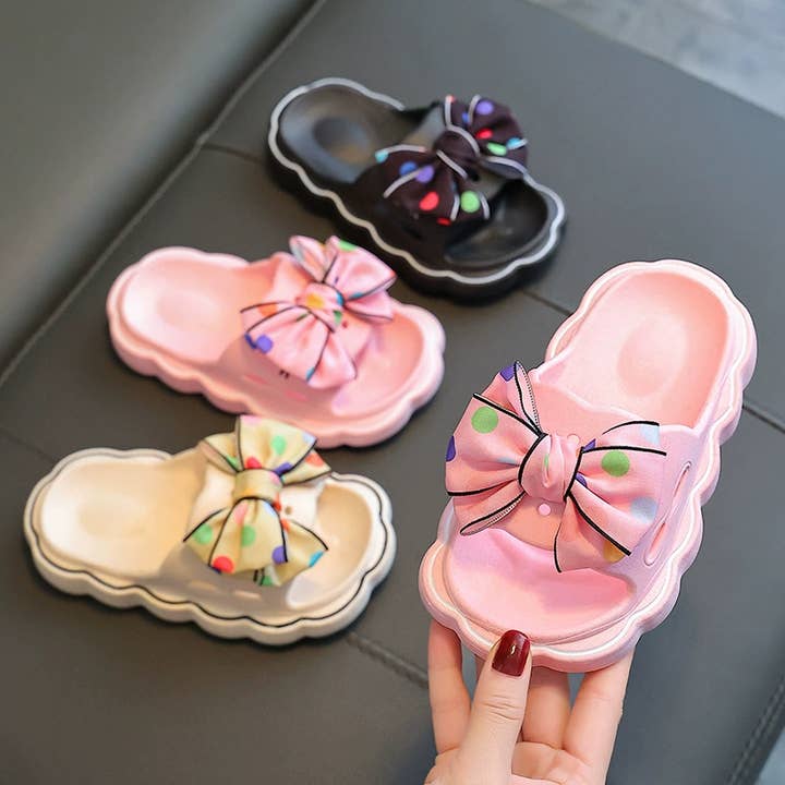 Little Trendy - Wholesale Sandals - Kids - Girls' sweet bow soft beach sandals non-slip home slippers
