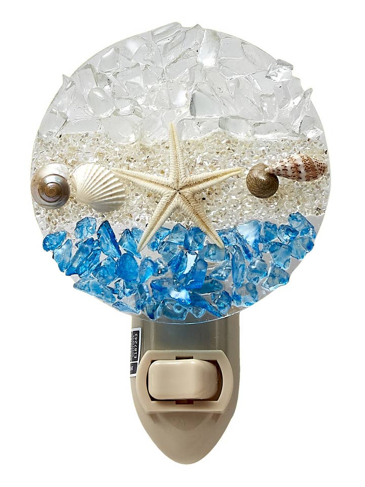 Mer, Sable et Ciel Lampe de Nuit Ronde LED Détachable pour la vente par HS Seashells