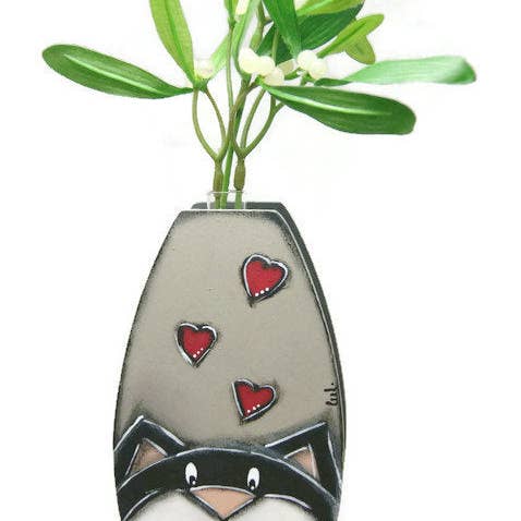 Vase soliflore avec chat noir - Décoration maison pour la vente par Luldesign