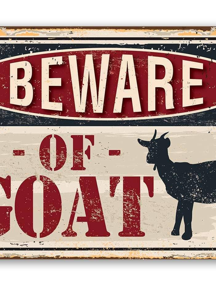 Farmhouse Sign | Beware of Goat for wholesale by Lone Star Art Metal Signs