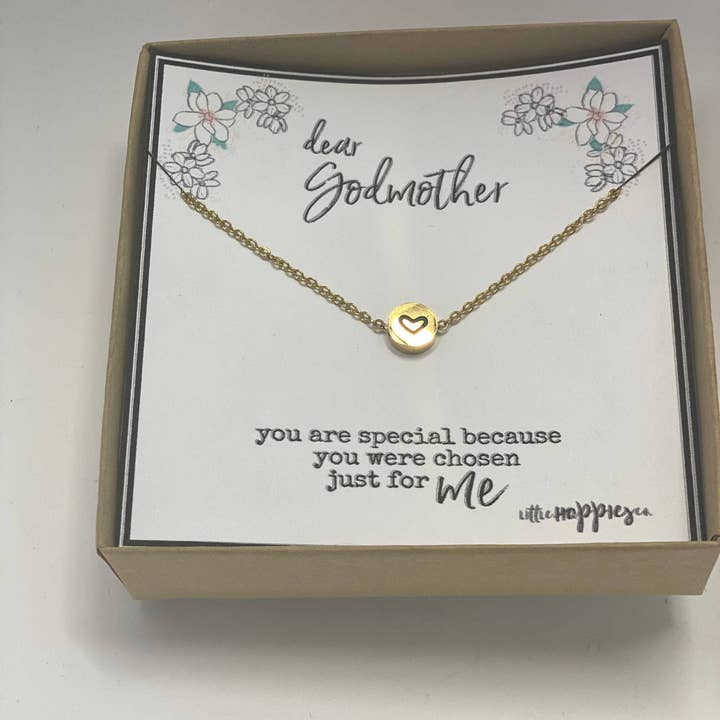 Little Happies Co - Wholesale Pendant/Charm Necklace - Gift for Godmother, Godmother gift, Godmother necklace, Gift for Godmother, Heart necklace, from goddaughter