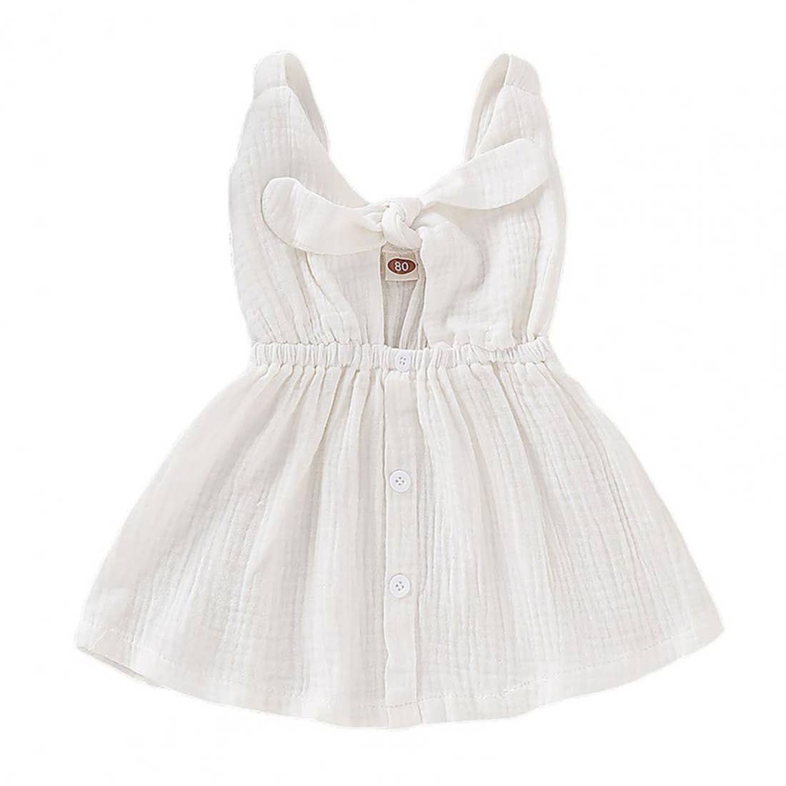 Fennco Styles - Vendita all'ingrosso Vestito - Bambini - Abito da ragazza in cotone garzato con fiocco e cravatta sul davanti11