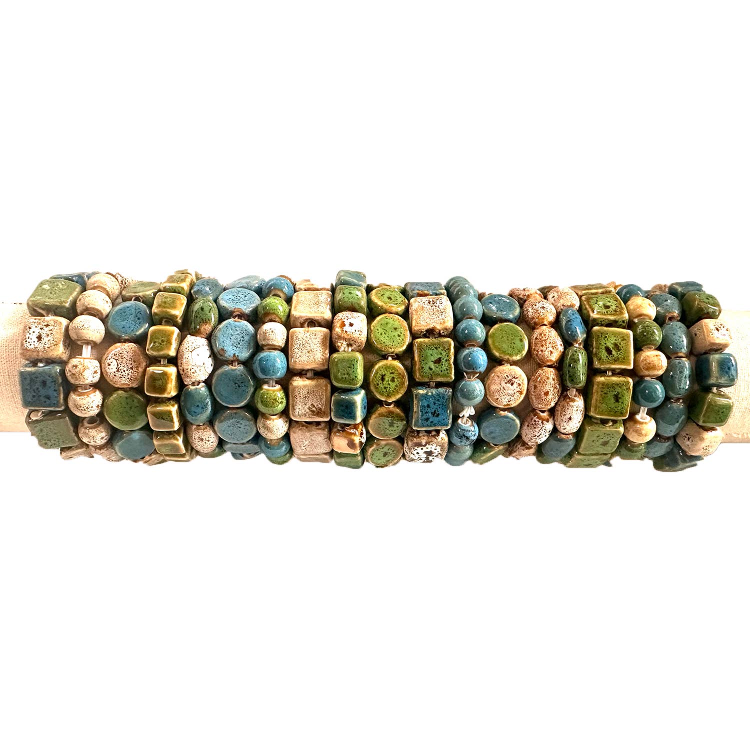 Chloe & Lex – wholesale Beaded bracelet – Seashore Color Solid and Multi Clay Bead Stretch Bracelets