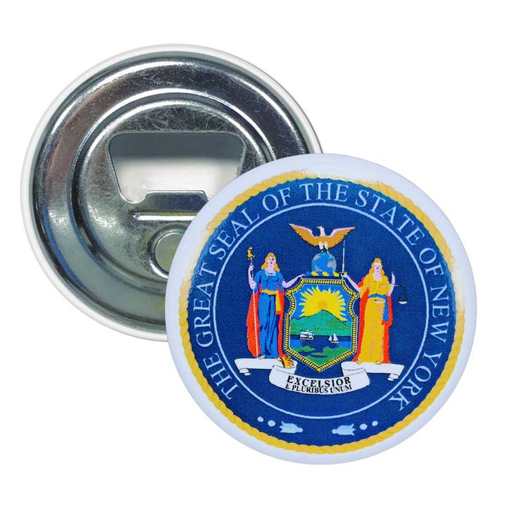 Flesopener - Magneet - Staatszegel New York - VS voor wholesale door Worldwide Souvenirs
