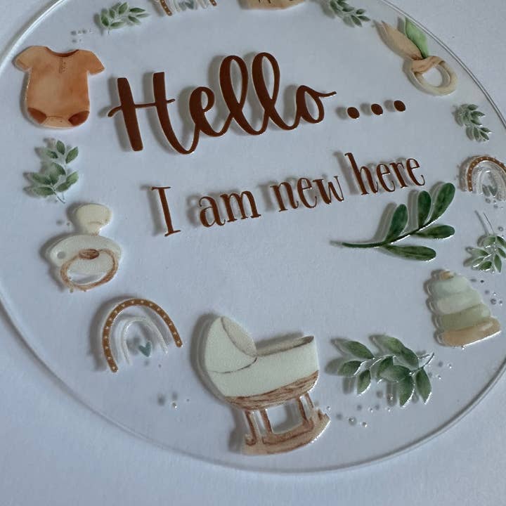 Ted @ Bea – Großhandel Meilenstein-Kunst/Andenken – Kinder & Baby – Hello Baby Announcement Acrylscheibe6