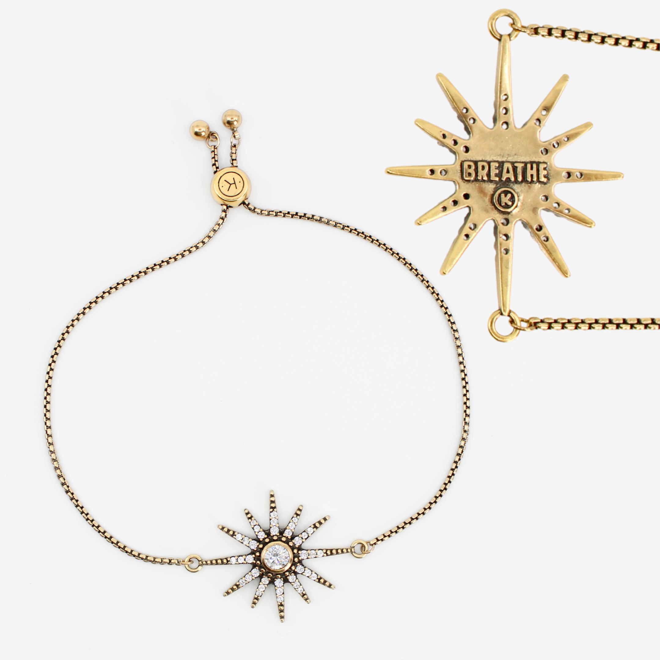 Katia Designs – Engroshandel Armbånd med vedhæng – Breathe Crystal Starburst justerbar kædearmbånd0