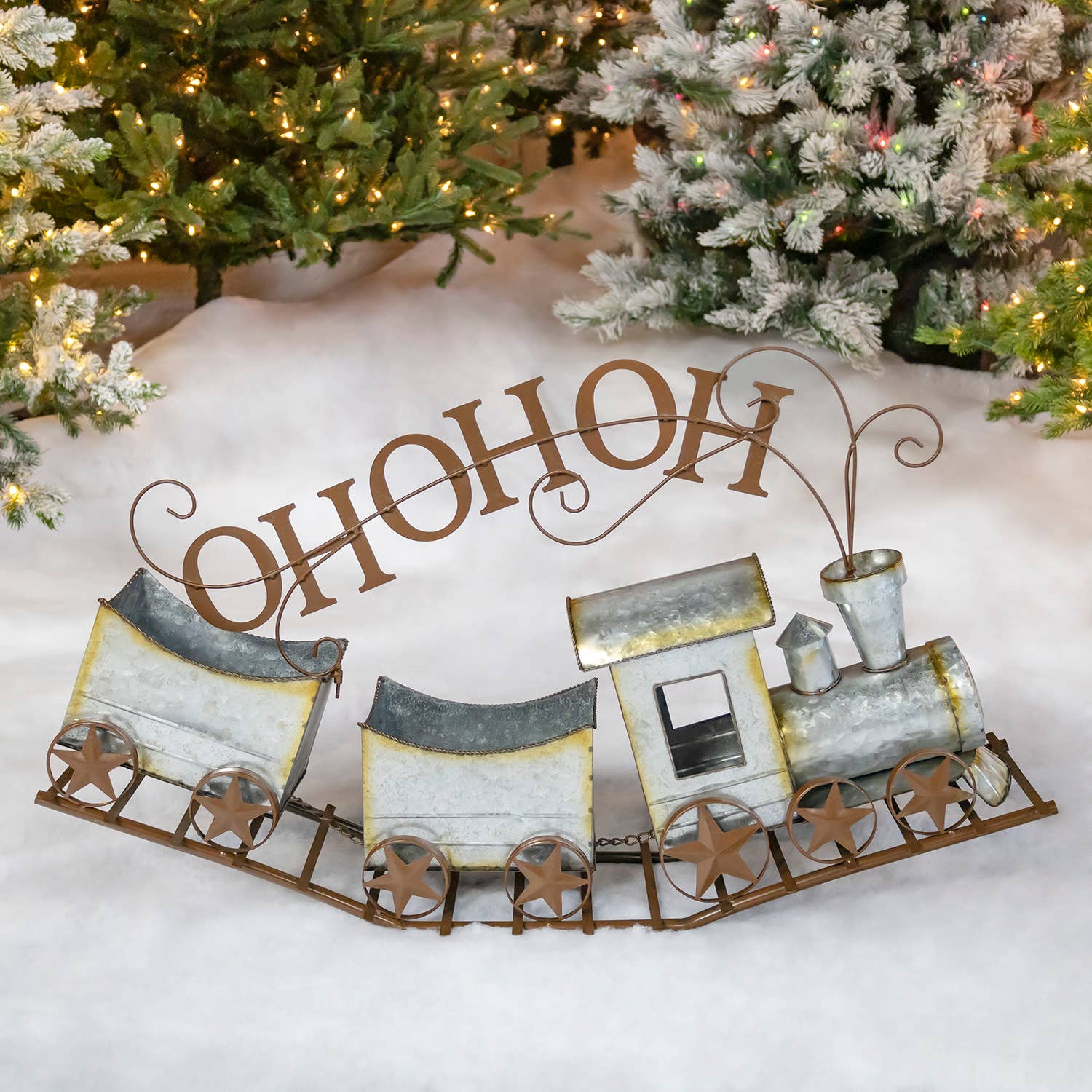 Zaer Ltd. International - Wholesale Christmas Decoration - 36" Long Galvanized Christmas Train "HO HO HO"2