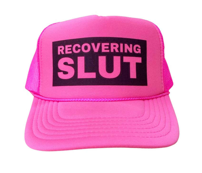 Inappropriate Trucker Hats - Wholesale Trucker Hat - Women's - Recovering Slut BLOCK Trucker Hat0