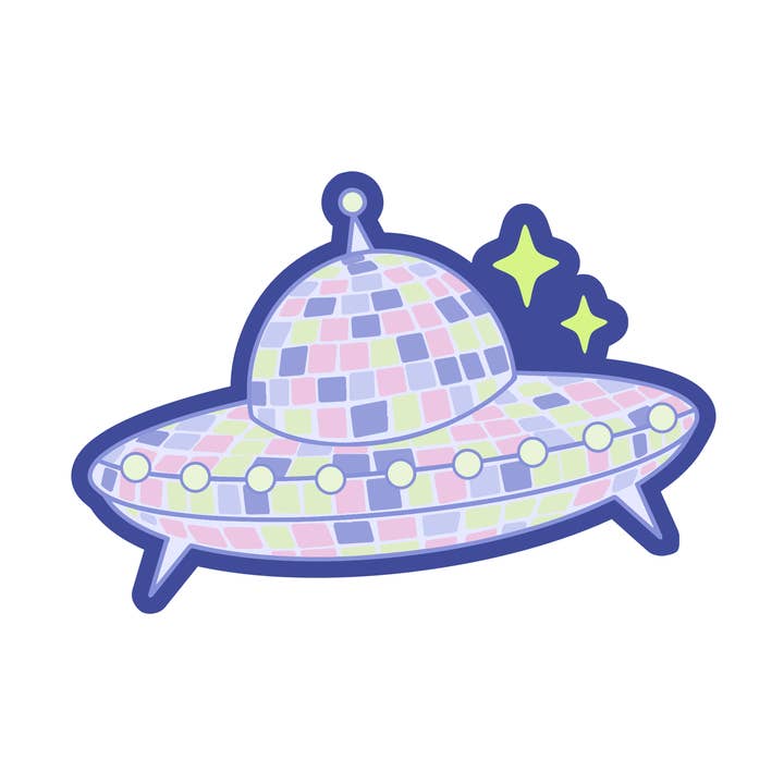 Autocollant Vinyle Vaisseau Spatial Boule à Facettes pour la vente par Mouthy Broad