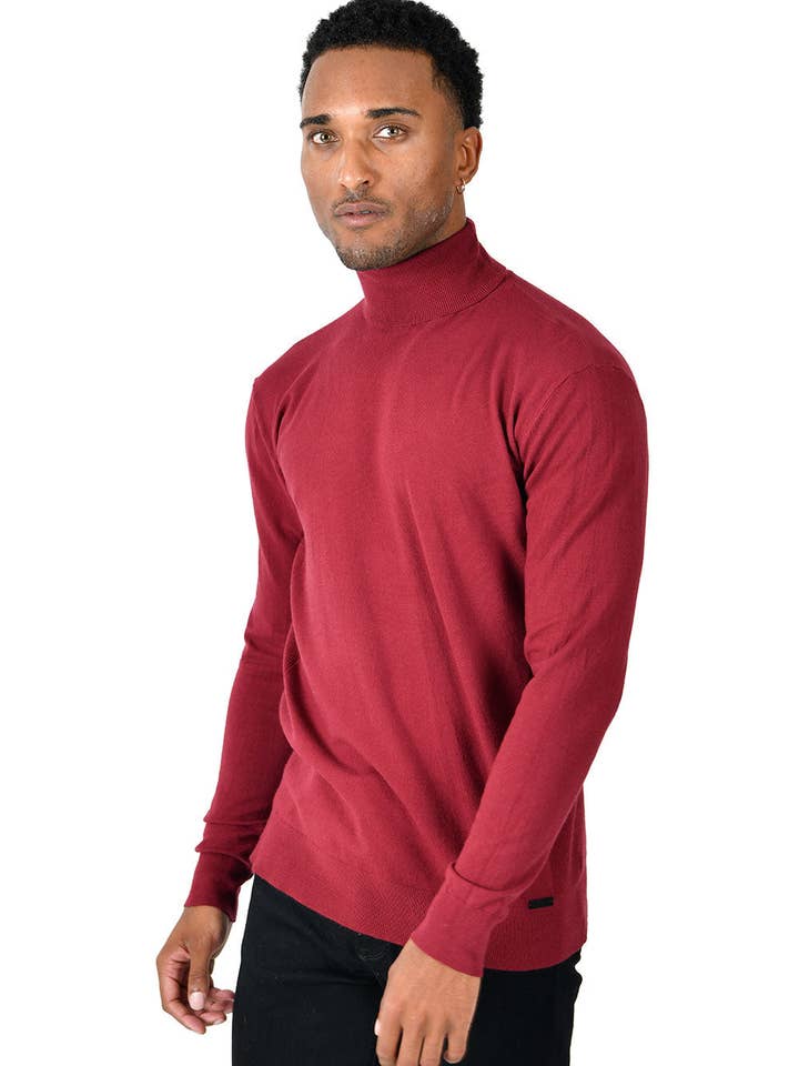 BARABAS - Wholesale Knit Sweater - Men's - Men's Turtleneck Ribbed Solid Basic Sweater LS210044
