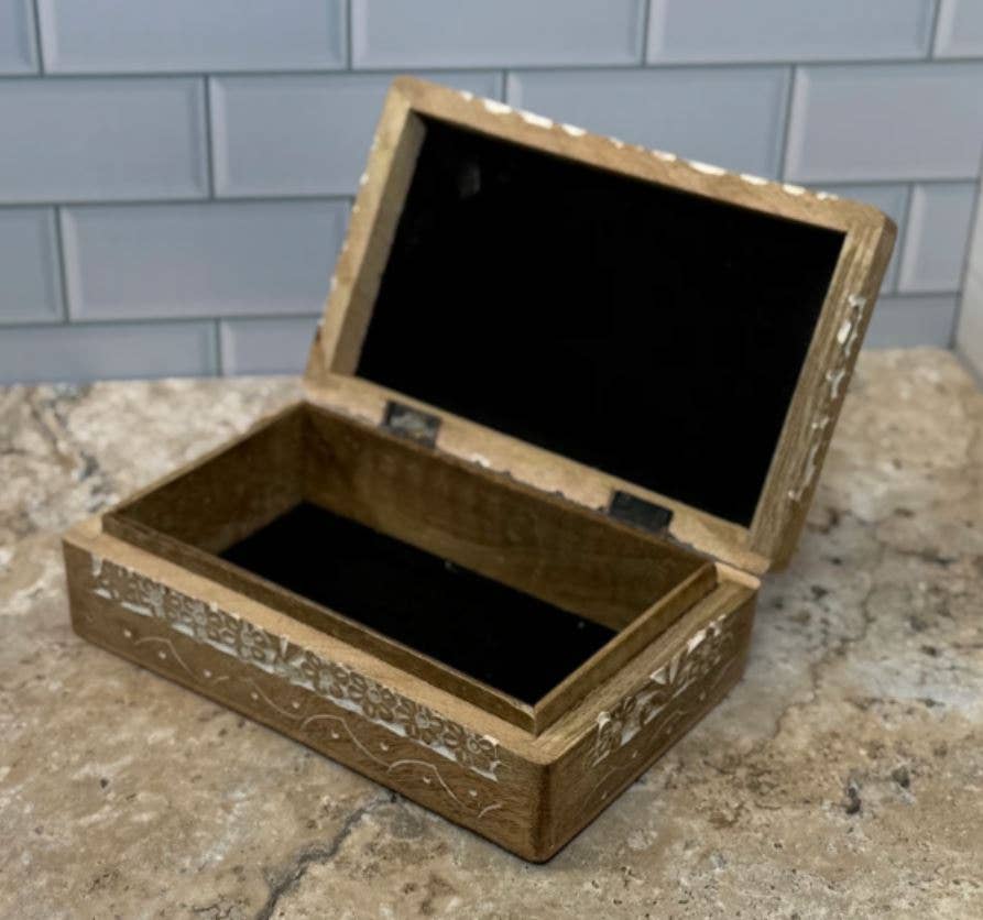 Lungta Imports - Wholesale Decorative Box - Celestial Moon and Stars Hand Carved Wooden Box Storage7