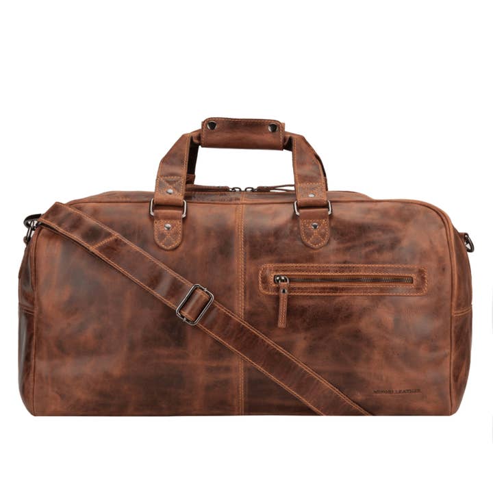 Hudson Leather Duffle Bag – Unisex – Chestnut for wholesale by Minori Leather