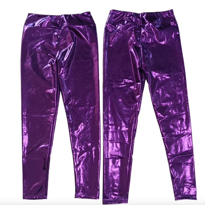 Mardi Gras Creations - Vendita all'ingrosso Leggings sportivi/loungewear - Donna - Leggings metallici per adulti - Viola0