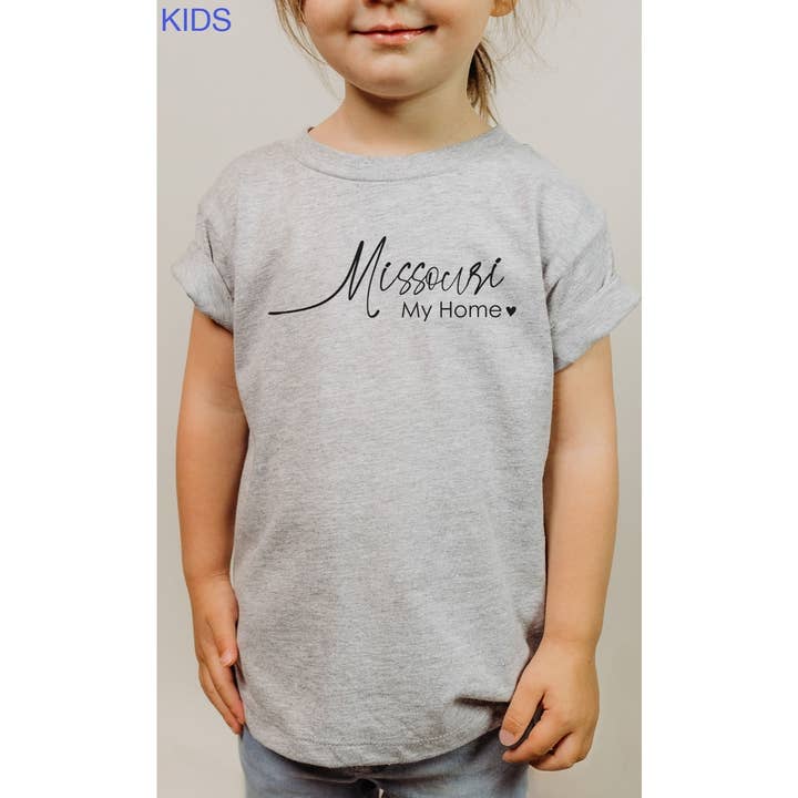 Missouri My Home USA States Kids Graphic Tee for wholesale by Kids By Kissed Apparel